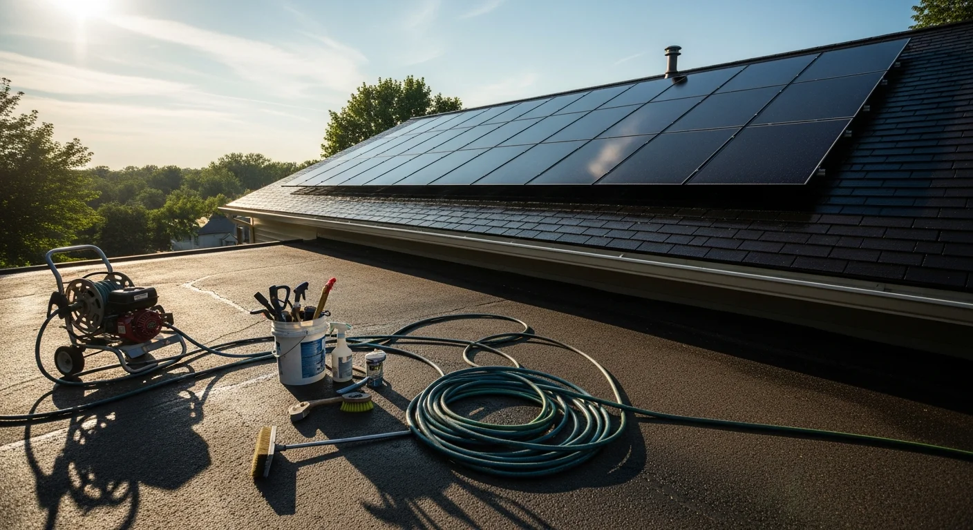 Professional roof cleaning service on residential home