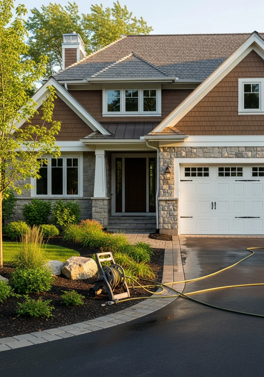 A professional team member standing in front of an upscale Wayzata residential property.